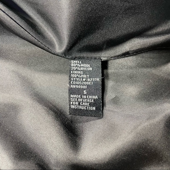 Twelve Couture black silver lurex wool blend 3/4 sleeve ruffle swing coat Size S - Picture 8 of 9